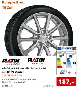 Reifen1+ PLATIN Alufelge P 95 metall silber 6,5 x 16 mit RP 70 Winter Angebot
