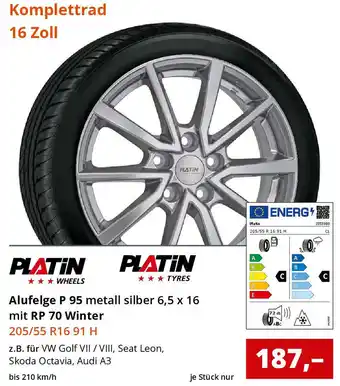 Reifen1+ PLATIN Alufelge P 95 metall silber 6,5 x 16 mit RP 70 Winter Angebot