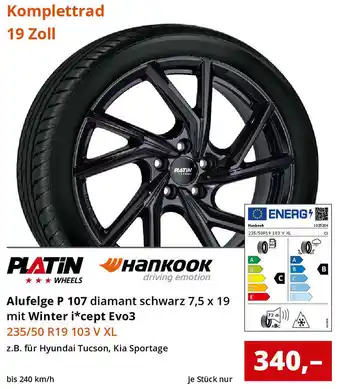 Reifen1+ PLATIN Alufelge P 107 diamant schwarz 7,5 x 19 mit Winter i*cept Evo3 Angebot