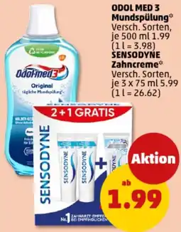 PENNY ODOL MED 3 Mundspülung oder SENSODYNE Zahncreme Angebot