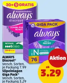 PENNY ALWAYS Discreet oder Slipeinlagen Giga Pack Angebot
