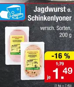 Zimmermann Jagdwurst o. schinkenlyoner Angebot