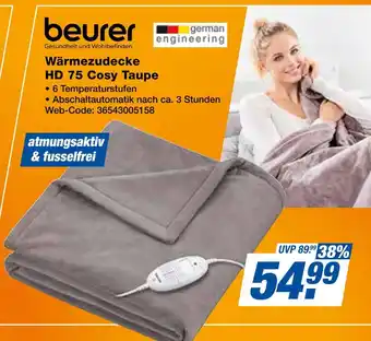 Expert Beurer wärmedecke hd 75 cosy taupe Angebot