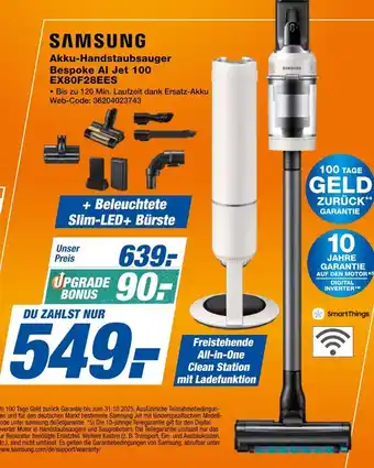 Expert Samsung akku-handstaubsauger bespoke ai jet 100 ex80f28ees Angebot