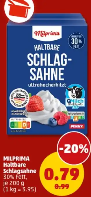 PENNY MILPRIMA Haltbare Schlagsahne Angebot