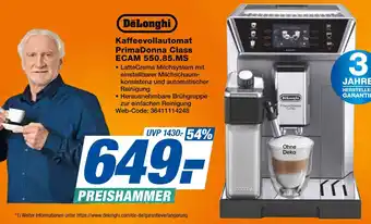 Expert Delonghi kaffeevollautomat primadonna class ecam 550.85.ms Angebot