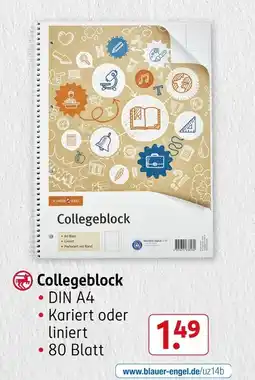 Rossmann Schreibwelt collegeblock Angebot