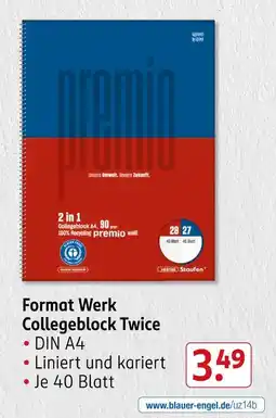 Rossmann Format werk collegeblock twice Angebot