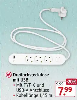 Rossmann Dreifachsteckdose mit usb Angebot
