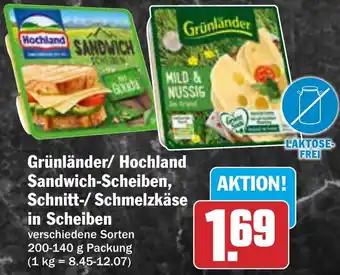 AEZ Grünländer/ Hochland Sandwich-Scheiben, Schnitt-/Schmelzkäse in Scheiben Angebot