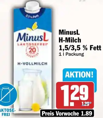 AEZ MinusL H-Milch 1,5/3,5 % Fett Angebot