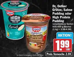AEZ Dr. Oetker Grütze, Sahne Pudding oder High Protein Pudding Angebot