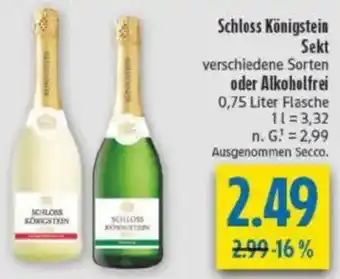 diska Schloss Königstein Sekt oder Alkoholfrei Angebot