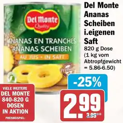AEZ Del Monte Ananas Scheiben i.eigenen Saft Angebot