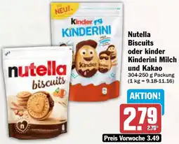 AEZ Nutella Biscuits oder kinder Kinderini Milch und Kakao Angebot