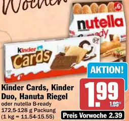 AEZ Kinder Cards, Kinder Duo, Hanuta Riegel Angebot