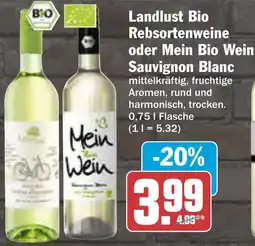 AEZ Landlust Bio Rebsortenweine oder Mein Bio Wein Sauvignon Blanc Angebot