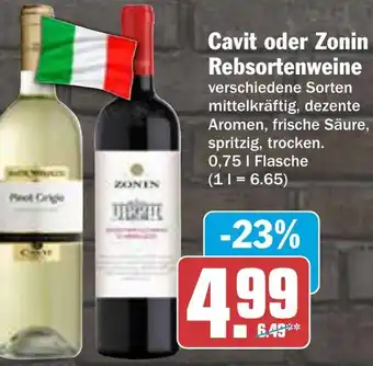 AEZ Cavit oder Zonin Rebsortenweine Angebot