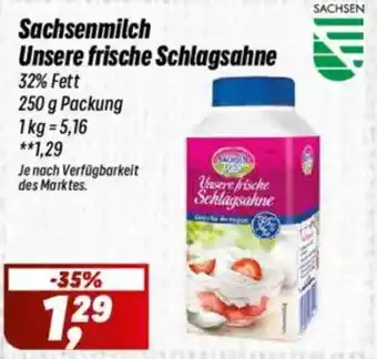 Simmel Sachsenmilch Unsere frische Schlagsahne Angebot