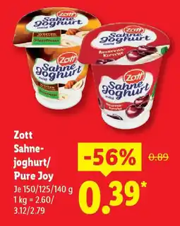 Lidl Zott Sahne- joghurt/ Pure Joy Angebot