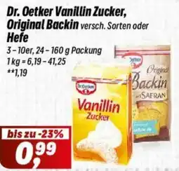 Simmel Dr. Oetker Vanillin Zucker, Original Backin oder Hefe Angebot