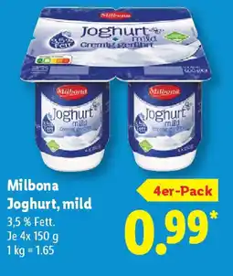 Lidl Milbona Joghurt, mild 4er-Pack Angebot