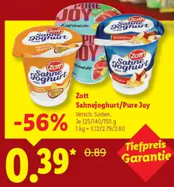 Lidl Zott Sahnejoghurt/Pure Joy Angebot