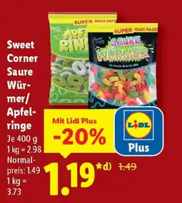 Lidl Sweet Corner Saure Wür- mer/ Apfel- ringe Angebot