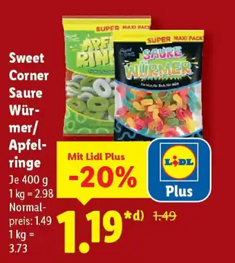 Lidl Sweet Corner Saure Wür- mer/ Apfel- ringe Angebot