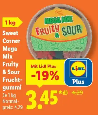 Lidl Sweet Corner Mega Mix Fruity & Sour Frucht- gummi Angebot