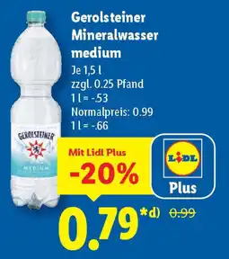 Lidl Gerolsteiner Mineralwasser medium Angebot