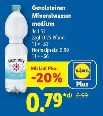 Lidl Gerolsteiner Mineralwasser medium Angebot