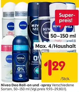 Rusta Nivea Deo Roll-on und -spray Angebot
