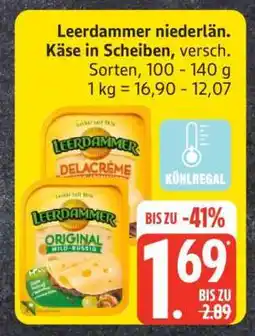 Edeka Leerdammer niederländischer Käse in Scheiben Angebot