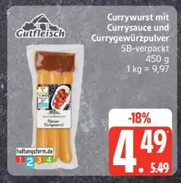 Edeka Currywurst mit Currysauce und Currygewürzpulver Angebot