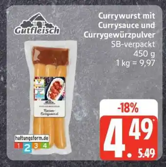 Edeka Currywurst mit Currysauce und Currygewürzpulver Angebot