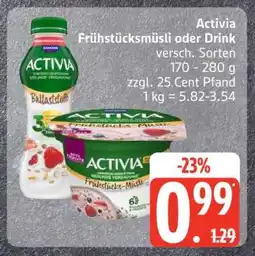 Edeka Activia Frühstücksmüsli oder Drink Angebot
