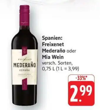 Edeka Freixenet Mederaño oder Mia Wein Angebot