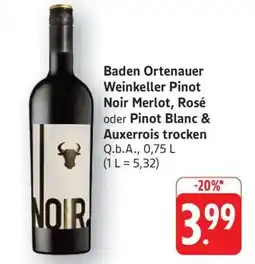 Edeka Baden Ortenauer Weinkeller Pinot Noir Merlot, Rosé oder Pinot Blanc & Auxerrois trocken Angebot