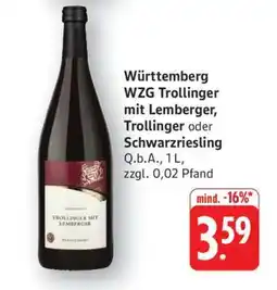 Edeka Württemberg WZG Trollinger mit Lemberger, Trollinger oder Schwarzriesling Angebot
