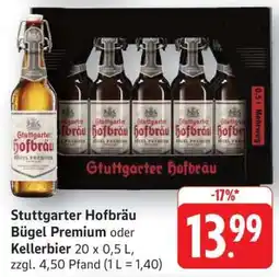 Edeka Stuttgarter Hofbräu Bügel Premium oder Kellerbier Angebot