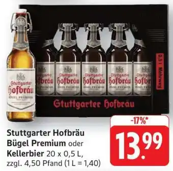 Edeka Stuttgarter Hofbräu Bügel Premium oder Kellerbier Angebot