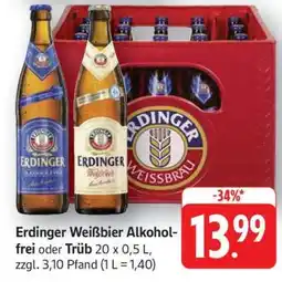 Edeka Erdinger Weißbier Alkoholfrei oder Trüb Angebot
