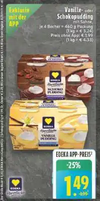 Edeka Vanille- oder Schokopudding mit Sahne Angebot