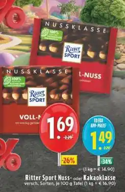 Edeka Ritter Sport Nuss- oder Kakaoklasse Angebot