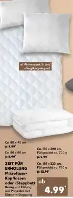 Kaufland ZEIT FÜR ERHOLUNG Mikrofaser-Kopfkissen oder -Steppbett Angebot