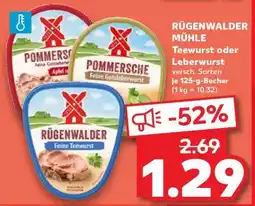 Kaufland RÜGENWALDER MÜHLE Teewurst oder Leberwurst Angebot