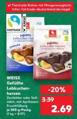 Kaufland WEISS Gefüllte Lebkuchenherzen Angebot