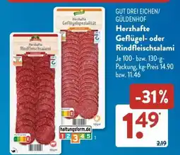 Aldi Süd Herzhafte Geflügel- oder Rindfleischsalami Angebot