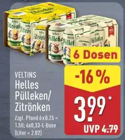 Aldi Nord Veltins Helles Pülleken/Zitrönken Angebot